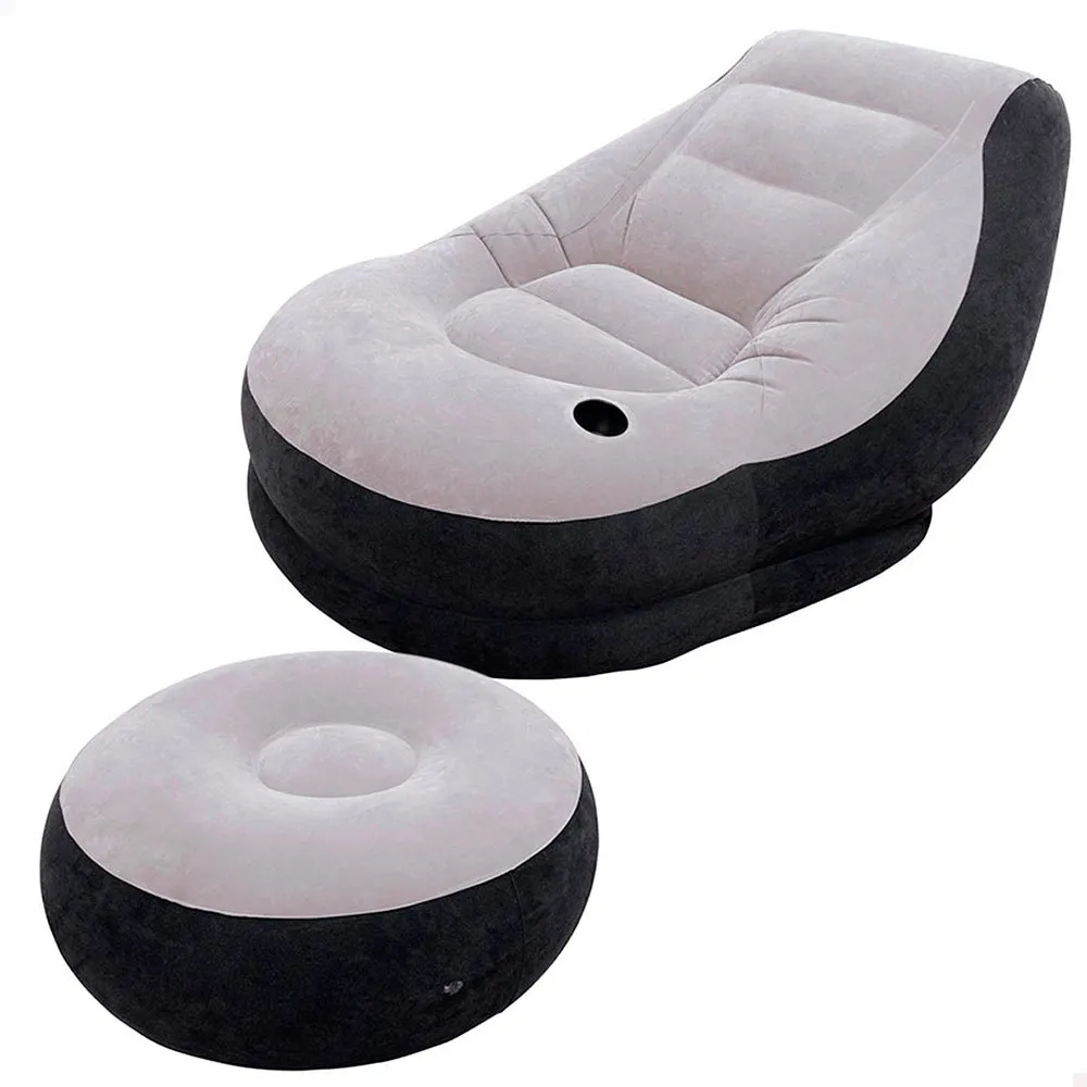 Intex Ultra Lounge-fåtölj Med Fotstöd unisex, Grey, 99 x 130 x 76cm / 64 x 28cm