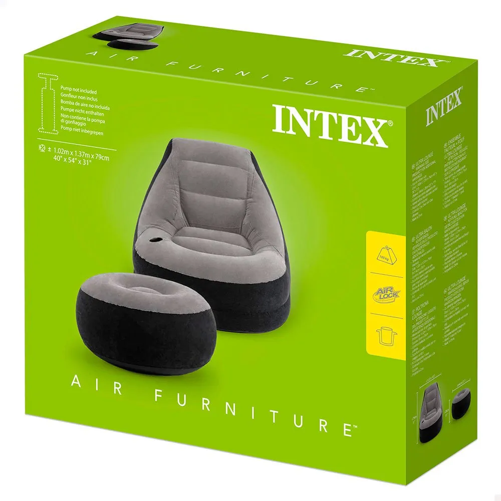 Intex Ultra Lounge-fåtölj Med Fotstöd unisex, Grey, 99 x 130 x 76cm / 64 x 28cm