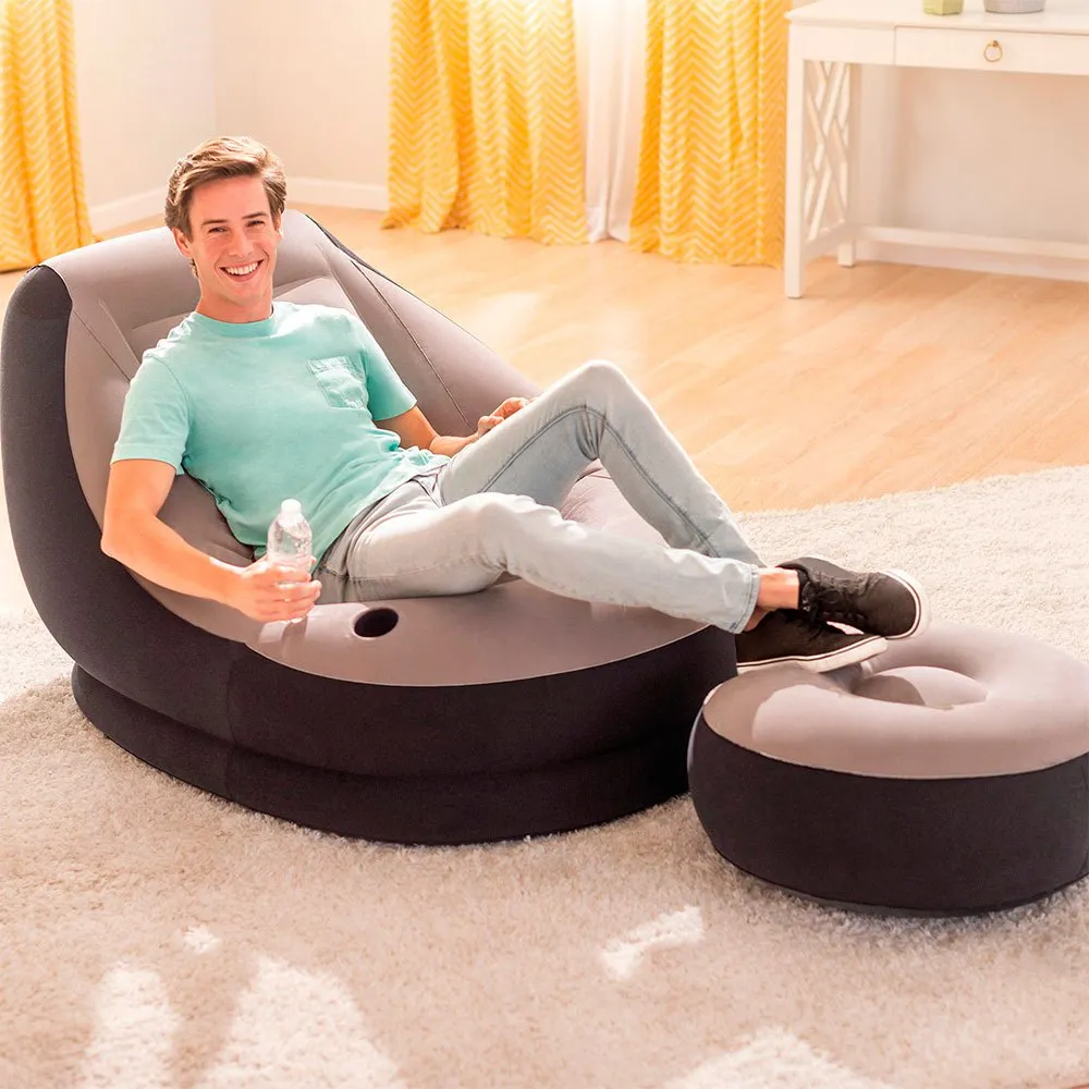 Intex Ultra Lounge-fåtölj Med Fotstöd unisex, Grey, 99 x 130 x 76cm / 64 x 28cm