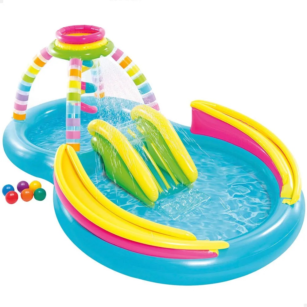Intex Uppblåsbar Pool Med Rutschkana Och Regnbågsspel 206l 2.95x1.91x1.09 Cm, Multicolor, One Size Intex Uppblåsbar Pool Med Rutschkana Och Regnbågsspel 206l 2.95x1.91x1.09 Cm, Multicolor, One Size