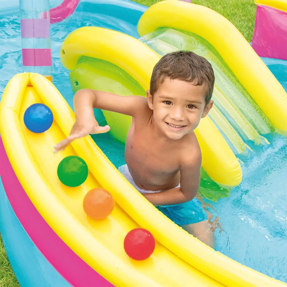 Intex Uppblåsbar Pool Med Rutschkana Och Regnbågsspel 206l 2.95x1.91x1.09 Cm, Multicolor, One Size Intex Uppblåsbar Pool Med Rutschkana Och Regnbågsspel 206l 2.95x1.91x1.09 Cm, Multicolor, One Size