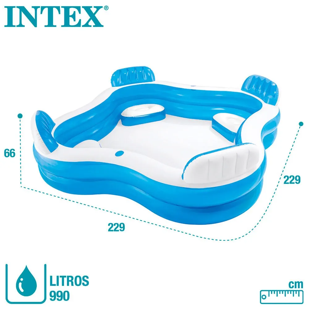 Intex Uppblåsbar Pool Med Säten unisex, White, 990L