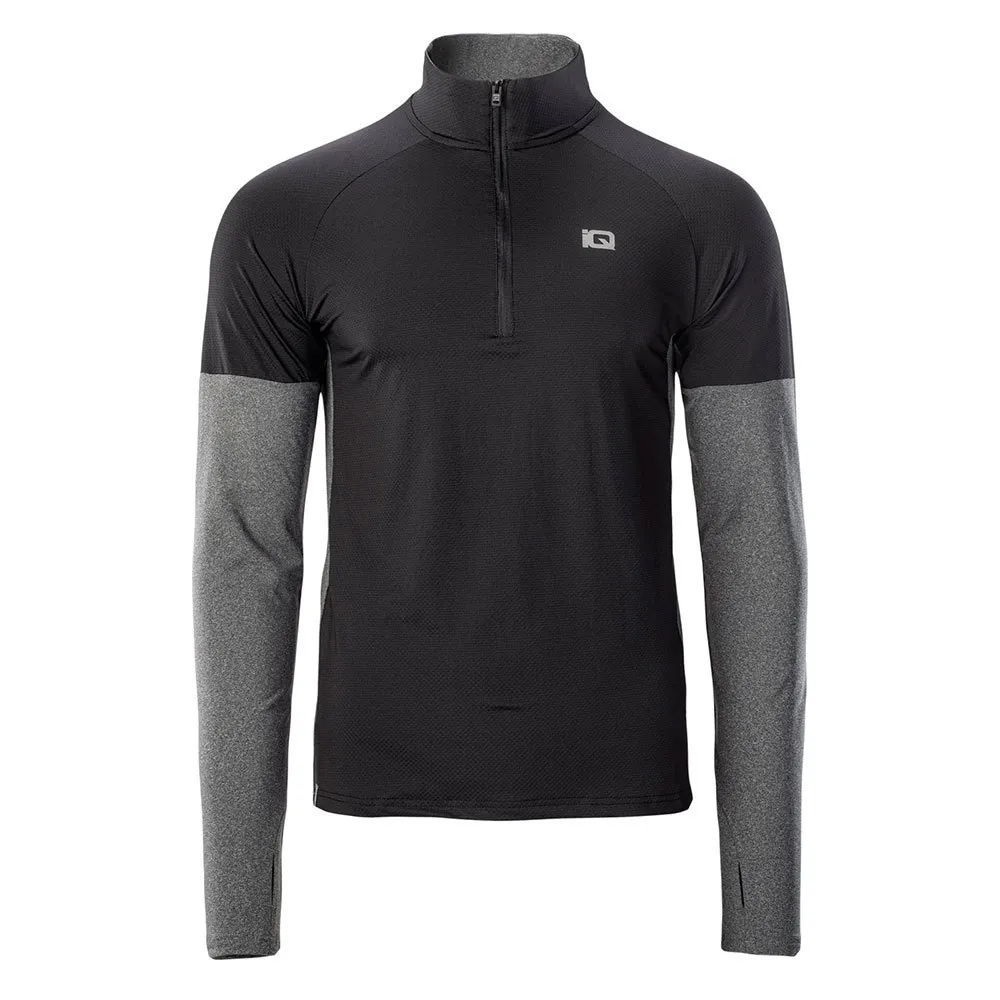 IQ Immo Halv Dragkedja Långärmad T-shirt male, Black / grey melange