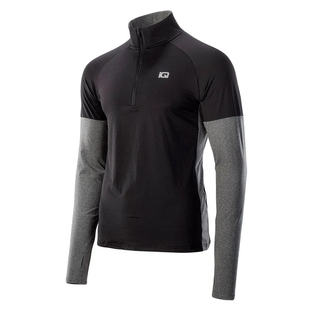 IQ Immo Halv Dragkedja Långärmad T-shirt male, Black / grey melange