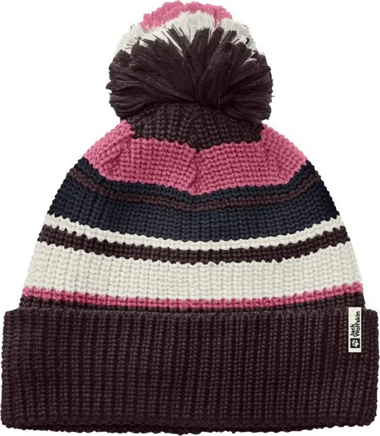 Jack Wolfskin Kids' Pompom Beanie, Boysenberry, One Size Jack Wolfskin Kids' Pompom Beanie, Boysenberry, One Size