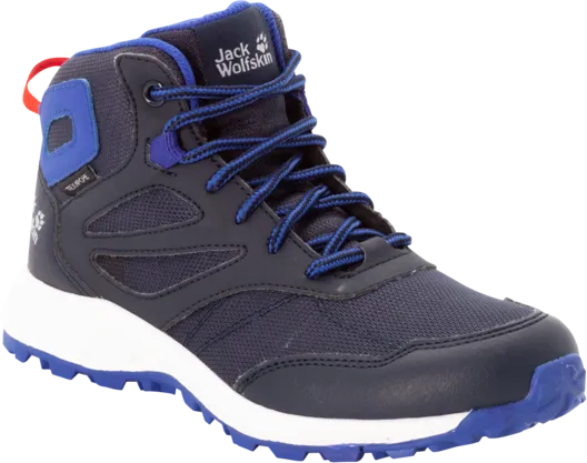 Jack Wolfskin Kids' Woodland Texapore Mid, Night Blue/Red, 31 Jack Wolfskin Kids' Woodland Texapore Mid, Night Blue/Red, 31
