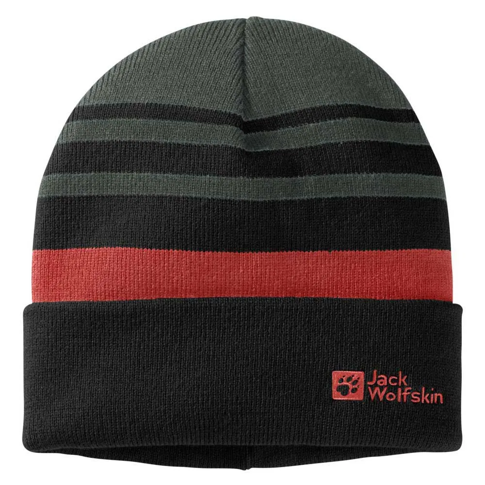 Jack Wolfskin Stripy Knit Mössa, Slate green, M