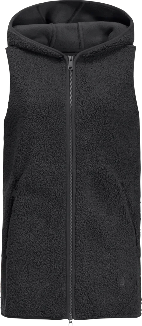 Jack Wolfskin Women's High Curl Long Vest, Black Jack Wolfskin Women's High Curl Long Vest, Black