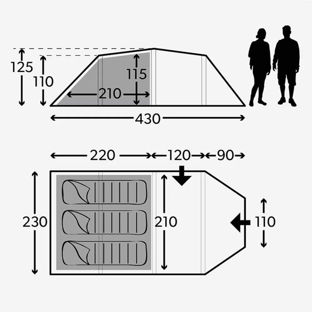 Kampa Mersea 3 Tält, Grey, 3 Platser