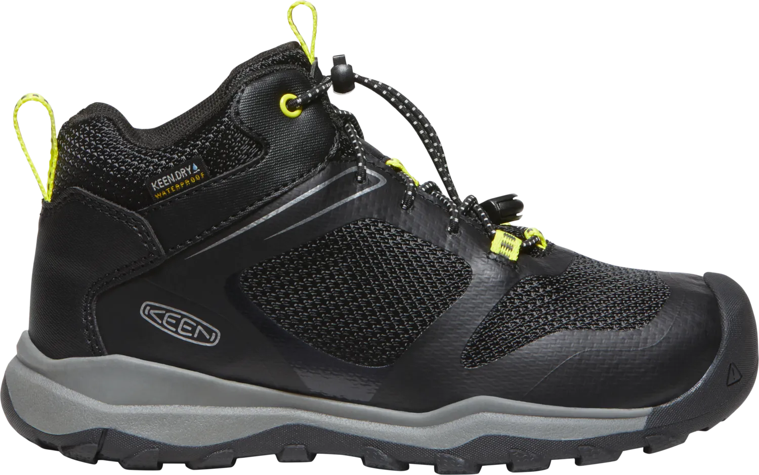 KEEN Kids' Wanduro Waterproof Boot, Black-Silver, 32/33 KEEN Kids' Wanduro Waterproof Boot, Black-Silver, 32/33