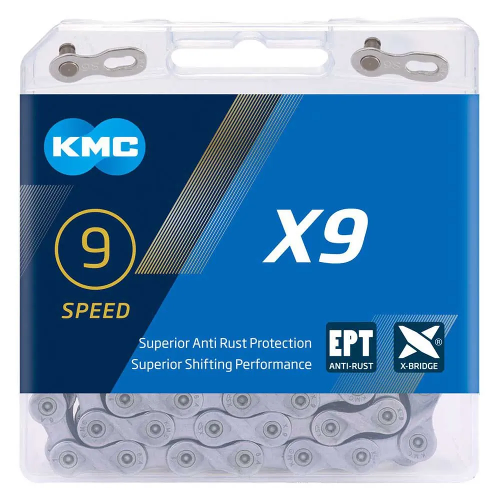 KMC X9 Ept 50 M Kedja, Silver, 50 Meters, 9s