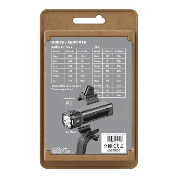 Knog Blinder 1300 & Bilder R150 Ljussett Knog Blinder 1300 & Bilder R150 Ljussett