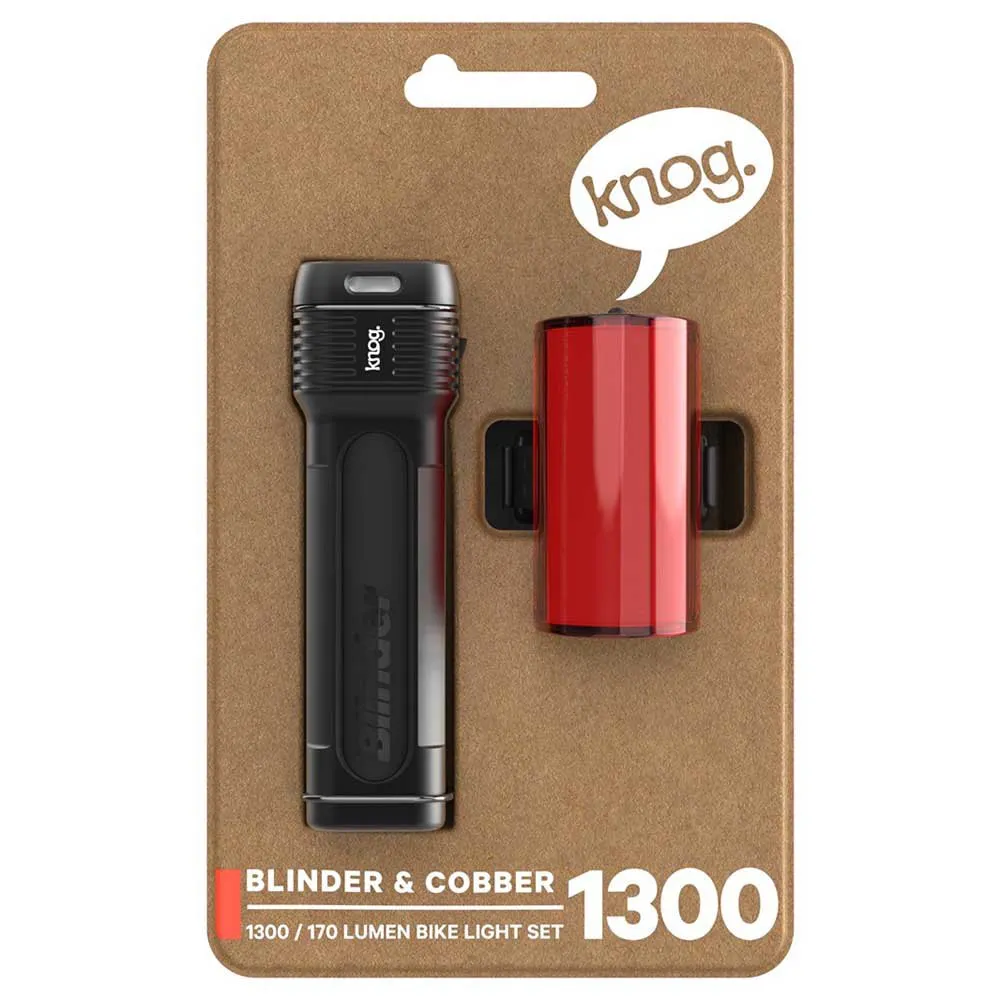 Knog Blinder 1300 + Mid Cobber Cykellampset, Black / red, 1300 / 170 Lumens