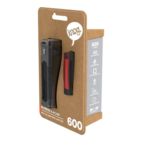 Knog Blinder 600 & Plus 20 Ljussett, Black / red, 600 / 20 Lumens Knog Blinder 600 & Plus 20 Ljussett, Black / red, 600 / 20 Lumens