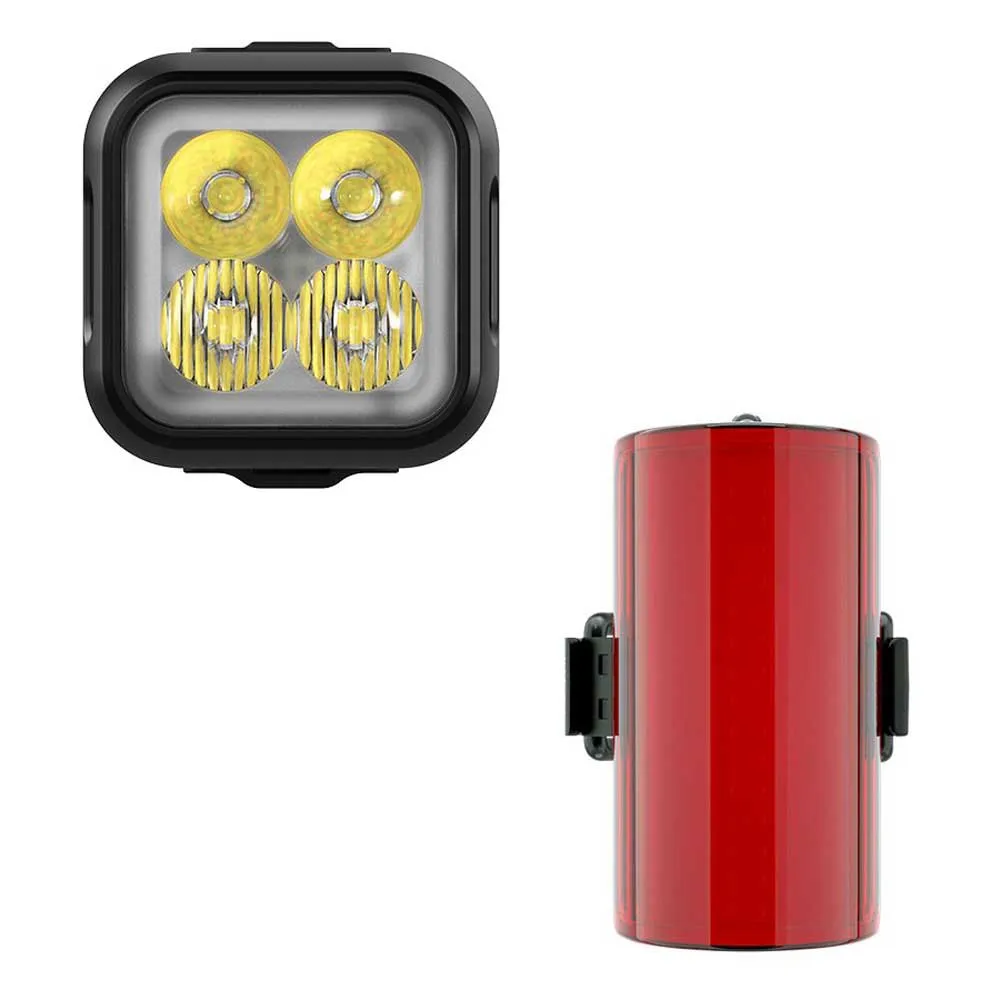 Knog Blinder 900 + Mid Cobber Cykellampset, Black / red, 900 / 170 Lumens Knog Blinder 900 + Mid Cobber Cykellampset, Black / red, 900 / 170 Lumens