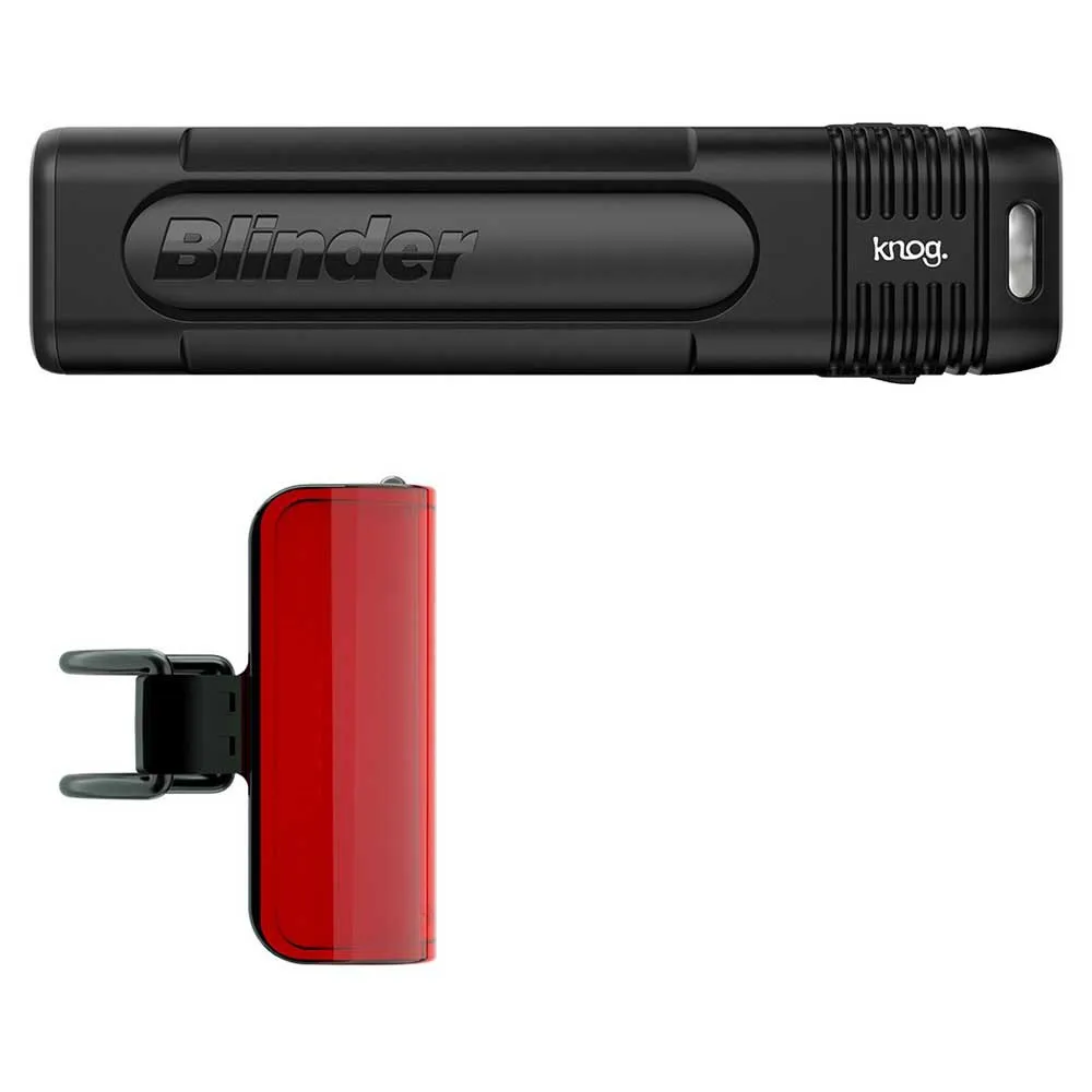 Knog Blinder 900 + Mid Cobber Cykellampset, Black / red, 900 / 170 Lumens Knog Blinder 900 + Mid Cobber Cykellampset, Black / red, 900 / 170 Lumens