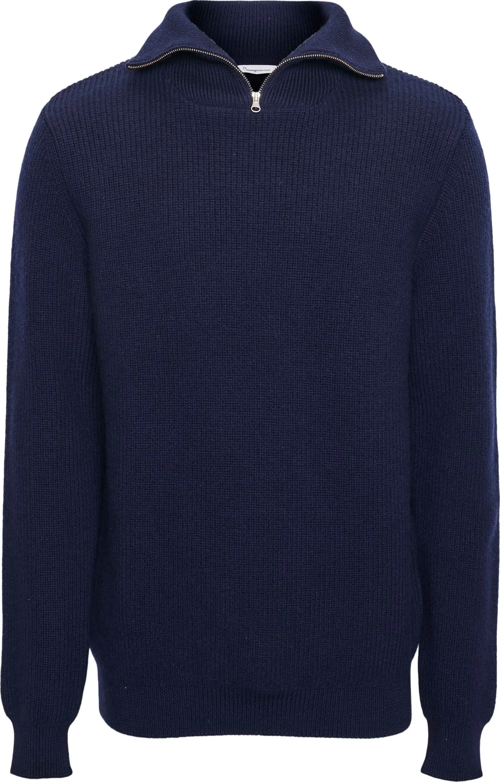 Knowledge Cotton Apparel Men's 1/2 Neck Zip Merino Wool Rib Knit