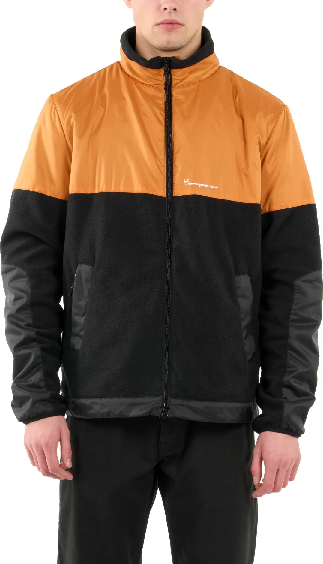 Knowledge Cotton Apparel Men's Polar Fleece Oversized Zip Sweat With Contrast Rib Stop Knowledge Cotton Apparel Men's Polar Fleece Oversized Zip Sweat With Contrast Rib Stop
