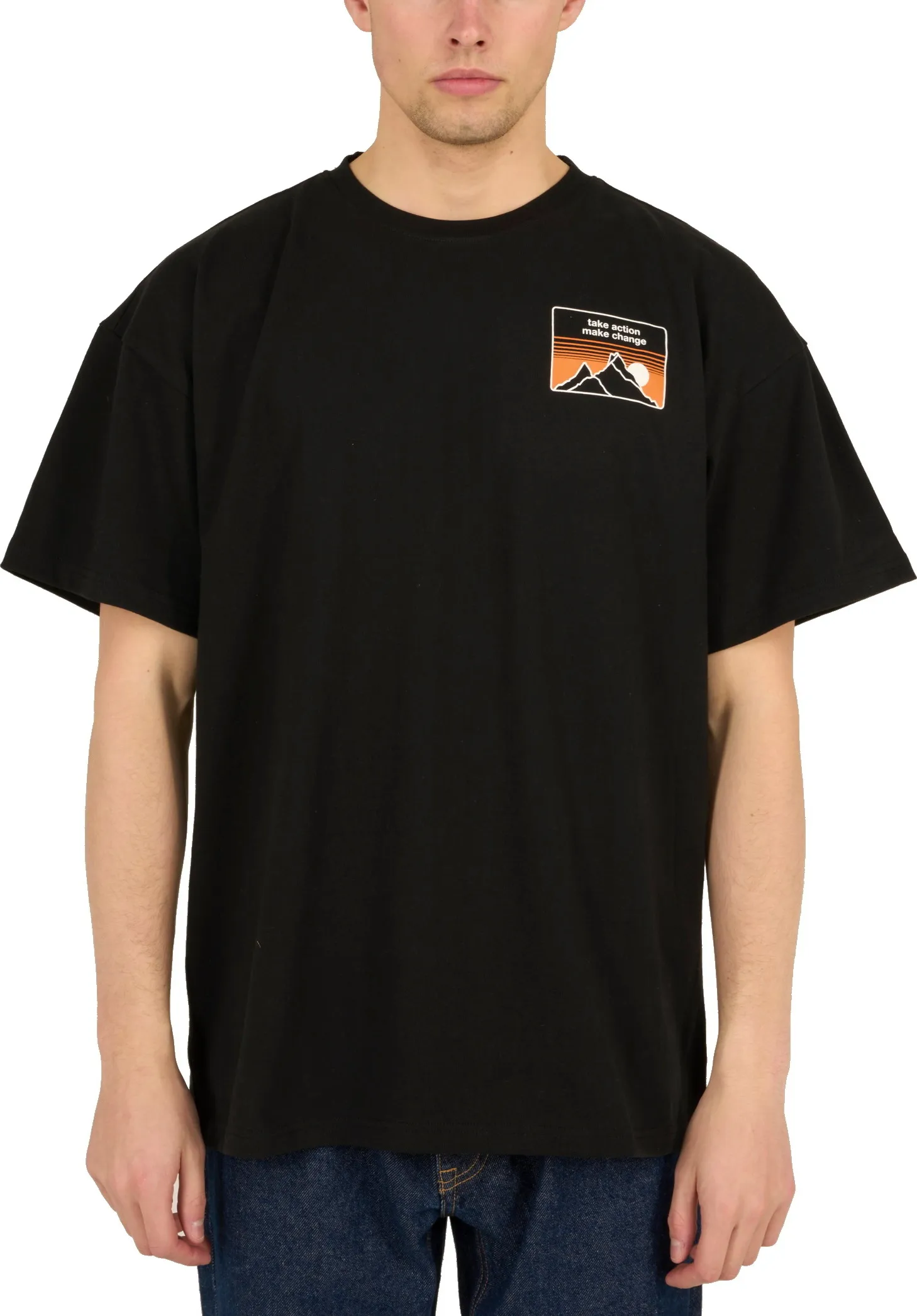 Knowledge Cotton Apparel Men's Take Action Make Change Oversized Tee, Black Jet Knowledge Cotton Apparel Men's Take Action Make Change Oversized Tee, Black Jet