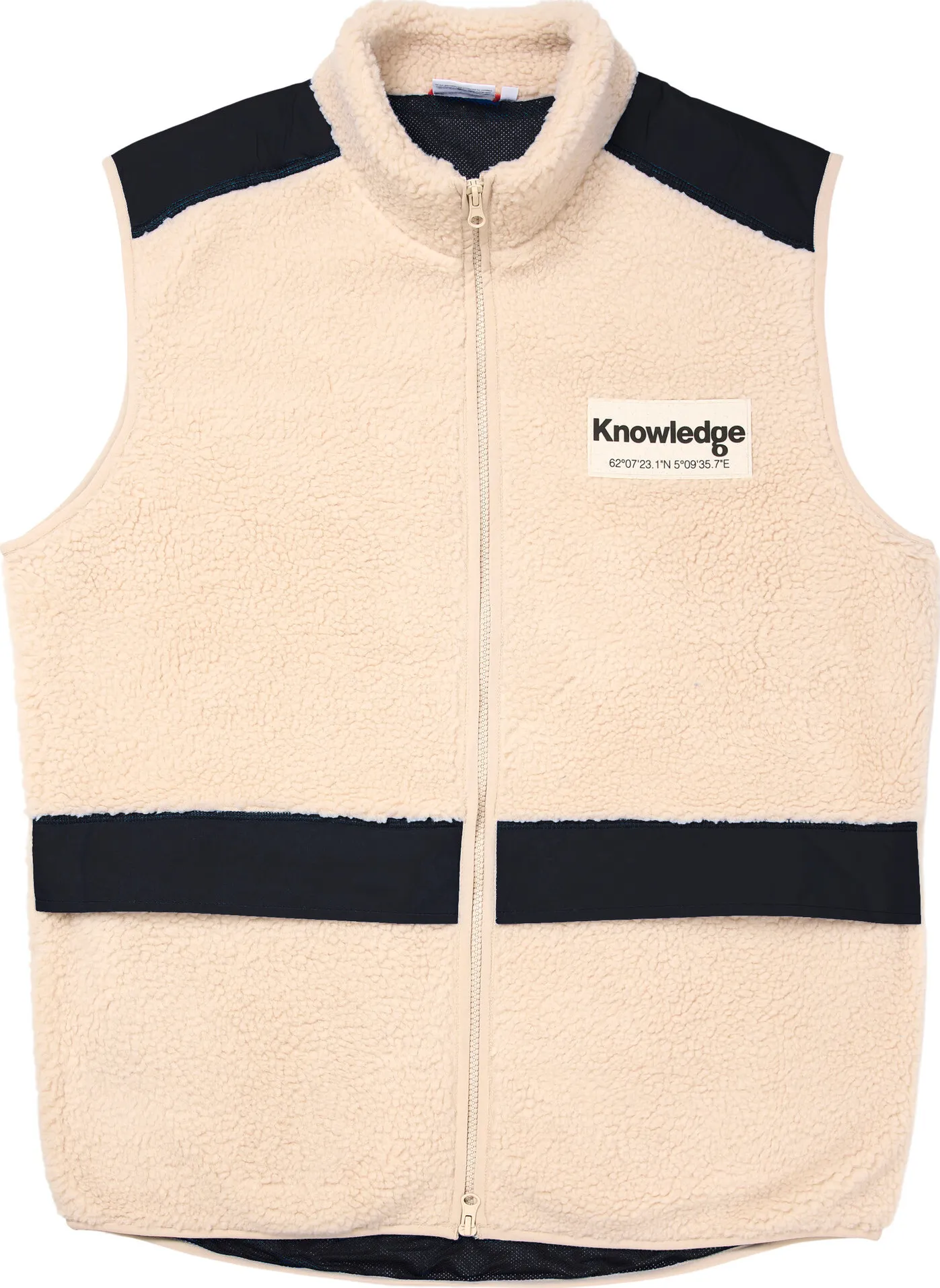 Knowledge Cotton Apparel Men's Teddy Fleece Hood Vest With Rib Stop In Contrast Color Knowledge Cotton Apparel Men's Teddy Fleece Hood Vest With Rib Stop In Contrast Color