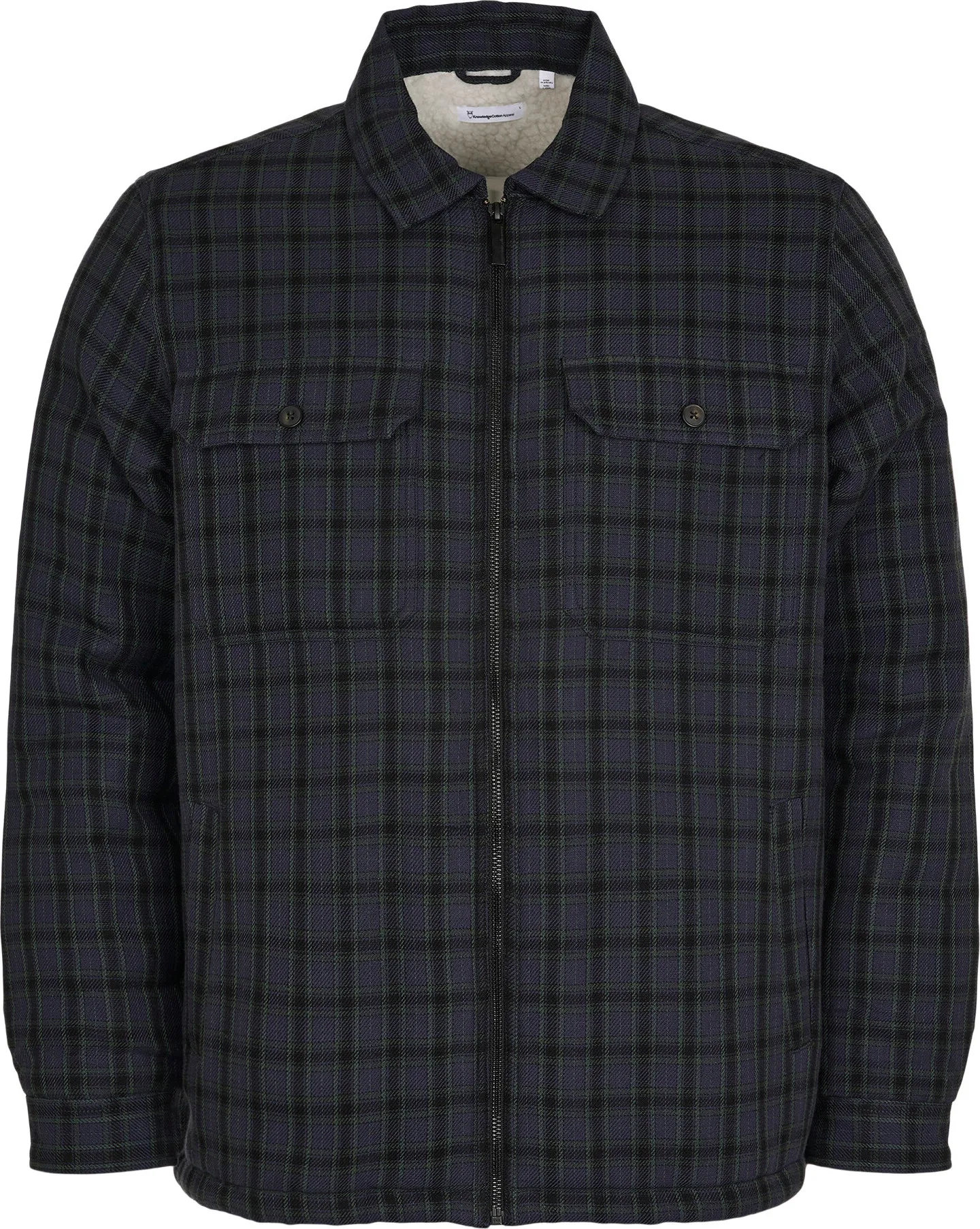 Knowledge Cotton Apparel Men's Teddy Lining Checked Overshirt, Trekking Green Knowledge Cotton Apparel Men's Teddy Lining Checked Overshirt, Trekking Green
