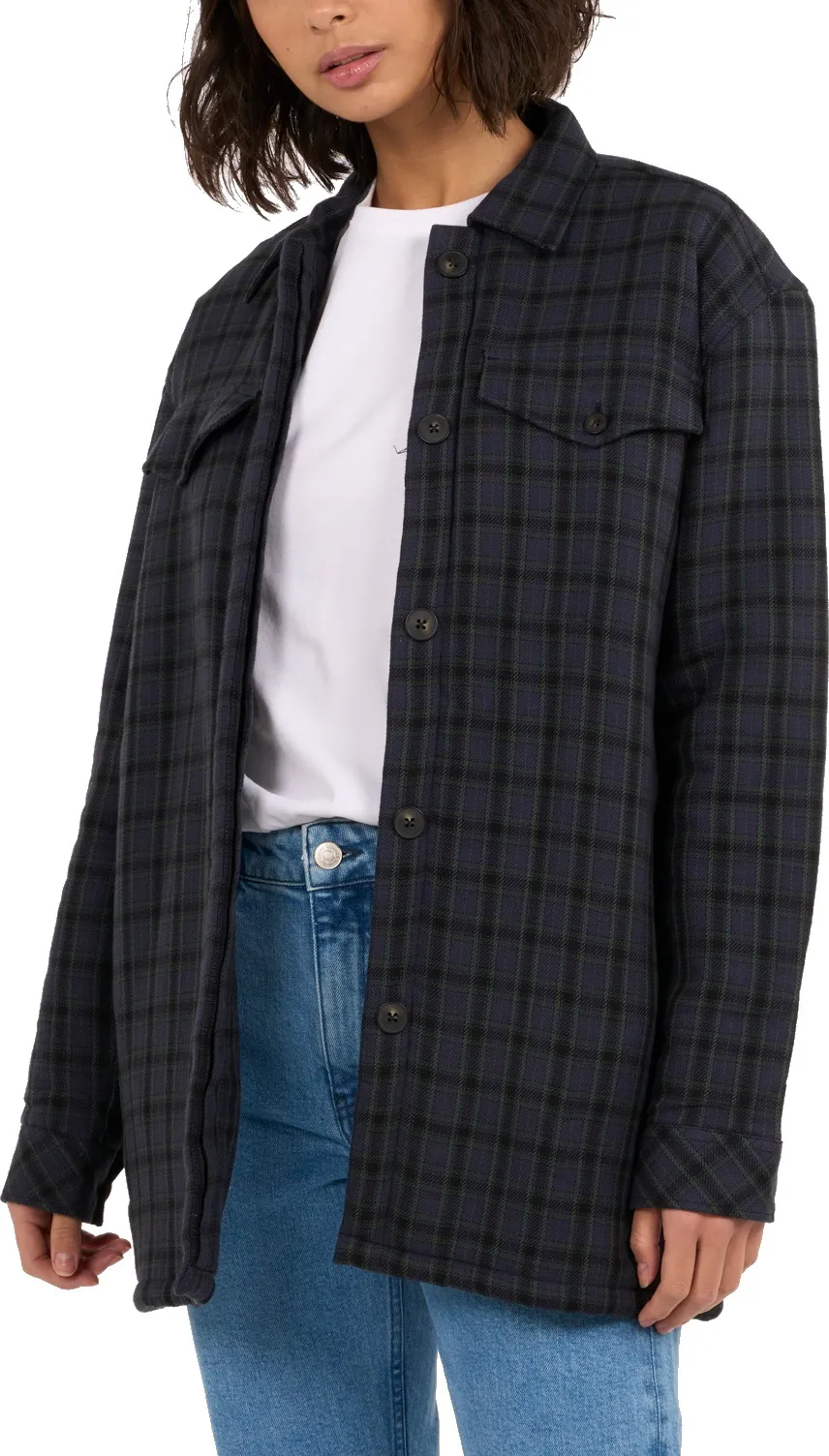 Knowledge Cotton Apparel Women's Teddy Lining Overshirt
