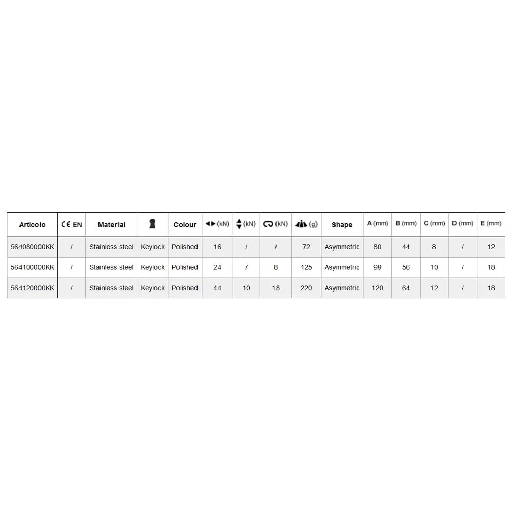 Kong D Shape Straight Karabinkrok, Silver, 100mm Kong D Shape Straight Karabinkrok, Silver, 100mm