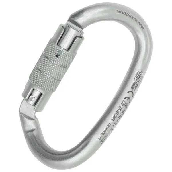 Kong Stål Spiralformad Vridlås Med Månformad Karbinhake, White, One Size