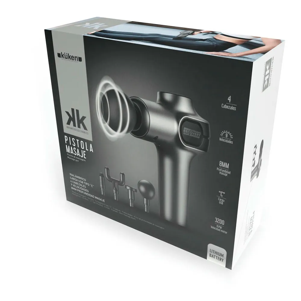 Kuken 49269 Massagepistol, Black / grey, One Size Kuken 49269 Massagepistol, Black / grey, One Size