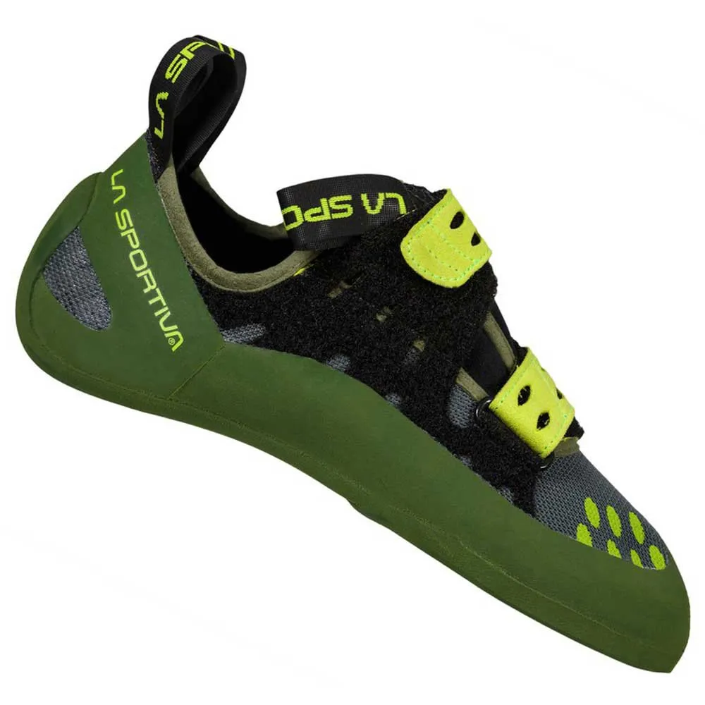 La Sportiva Geckogym Vegan Klätterskor, Olive / neon