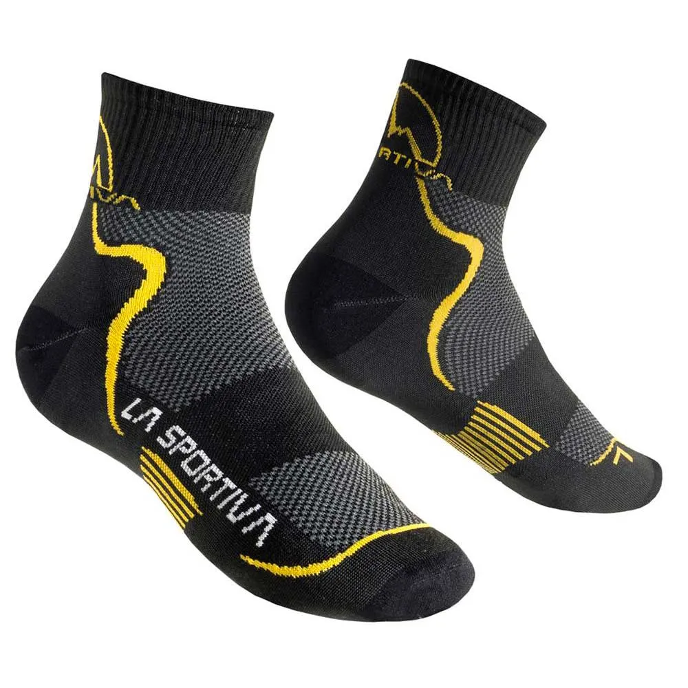 La Sportiva Mid Distance Strumpor, Black / yellow