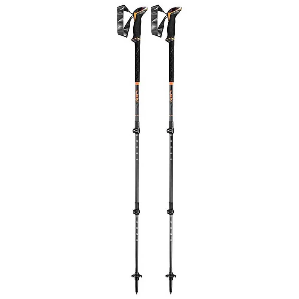 LEKI Sherpa Lite Stavar, Neon orange / black / denim blue, 100-135cm