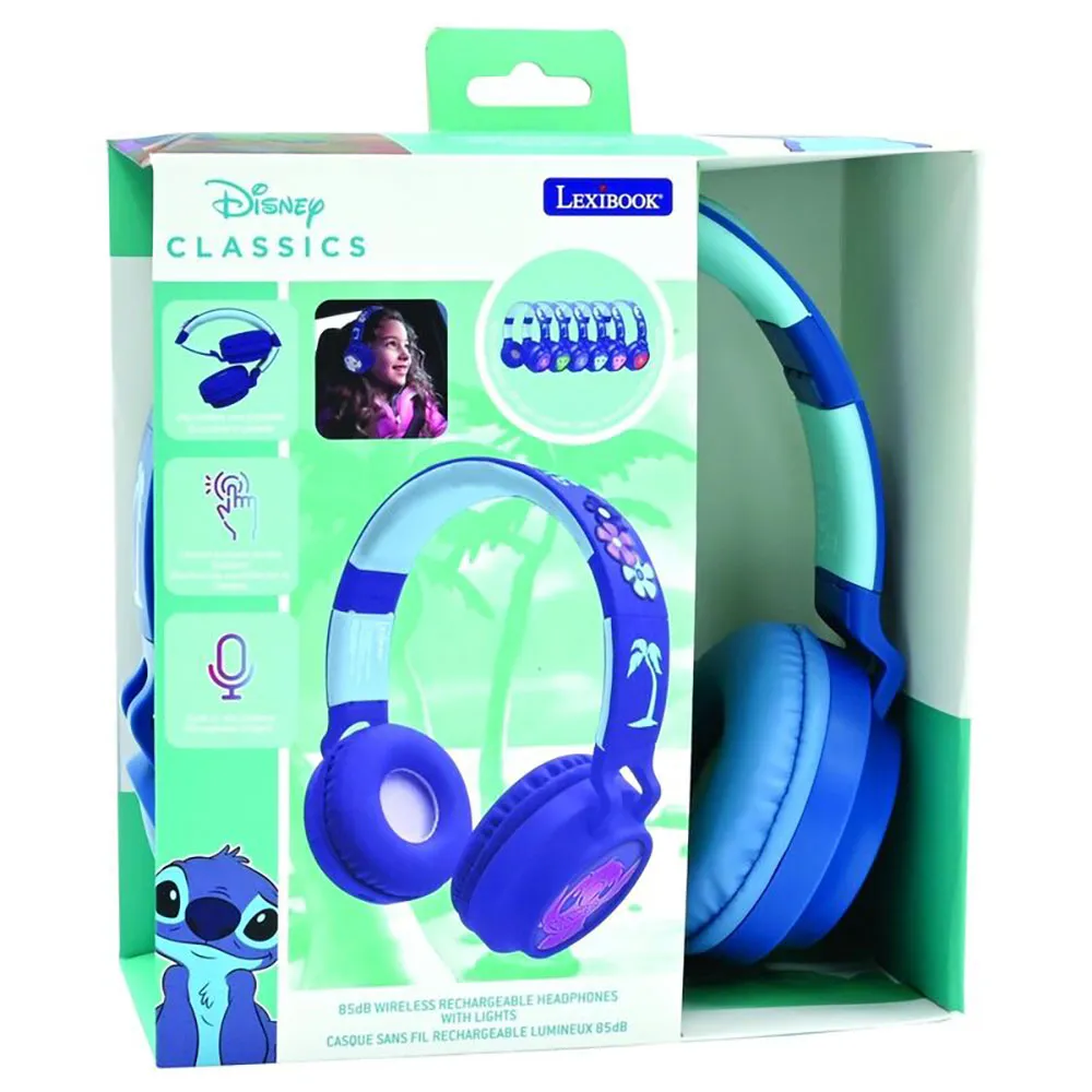 Lexibook Disney Stitch Bluetooth-lysande Hörlurar, Blue, One Size Lexibook Disney Stitch Bluetooth-lysande Hörlurar, Blue, One Size