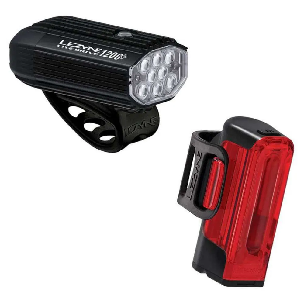 Lezyne Lite Drive 1200+ / Drive Pro 400+ Cykellampset, Black, 1200 / 400 Lumens Lezyne Lite Drive 1200+ / Drive Pro 400+ Cykellampset, Black, 1200 / 400 Lumens