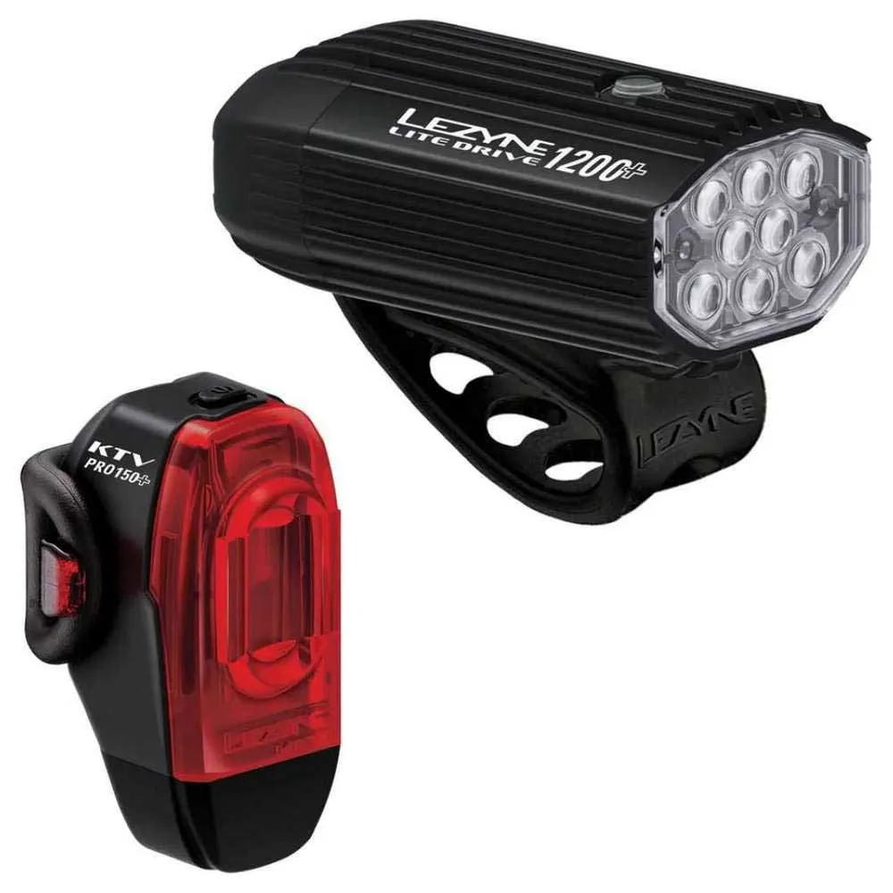 Lezyne Lite Drive 1200+ / Ktv Drive Pro+ Cykellampset, Black, 1200 / 150 Lumens