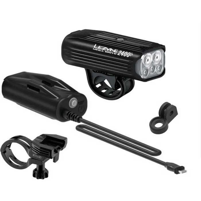 Lezyne Mega Drive 2400+ / Infiniti Light Power Pack + Loaded Kit Cykellampset, Black, 2400 Lumens