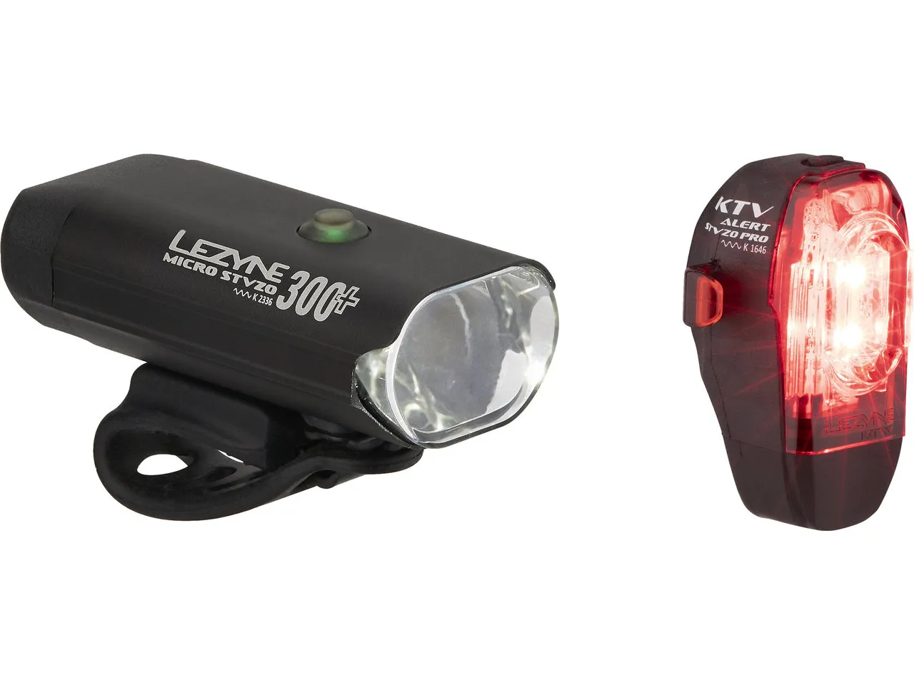 Lezyne Micro 300 + KTV Drive Beleuchtungsset mit StVZO-Zulassung, Black, 300 / 11 Lumens