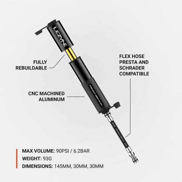 Lezyne Pocket Drive Hv Loaded Mini Pump, Black / silver, 160psi