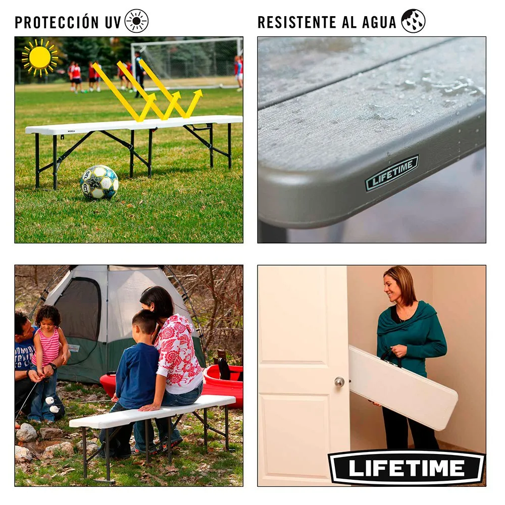 Lifetime Hopfällbar Campingbänk 183x29x42 Cm, White, One Size Lifetime Hopfällbar Campingbänk 183x29x42 Cm, White, One Size