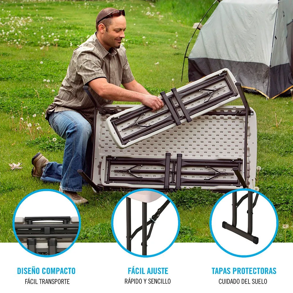 Lifetime Ultra-resistant Folding With 2 Benches Set Uv100 106x61x74 Cm Bord, White, One Size
