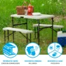 Lifetime Ultra-resistant Folding With 2 Benches Set Uv100 106x61x74 Cm Bord, White, One Size