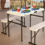 Lifetime Ultra-resistant Folding With 2 Benches Set Uv100 106x61x74 Cm Bord, White, One Size