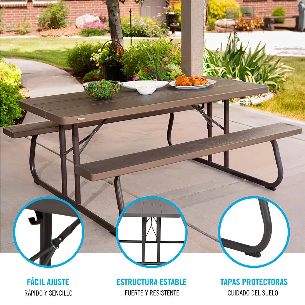 Lifetime Ultra-resistant Folding With Benches Uv100 183x76x74 Cm Bord, Brown, One Size