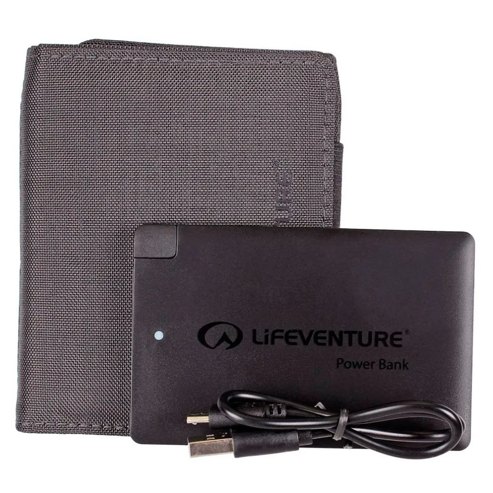 Lifeventure Rfid Med Powerbank Plånbok, Grey, One Size