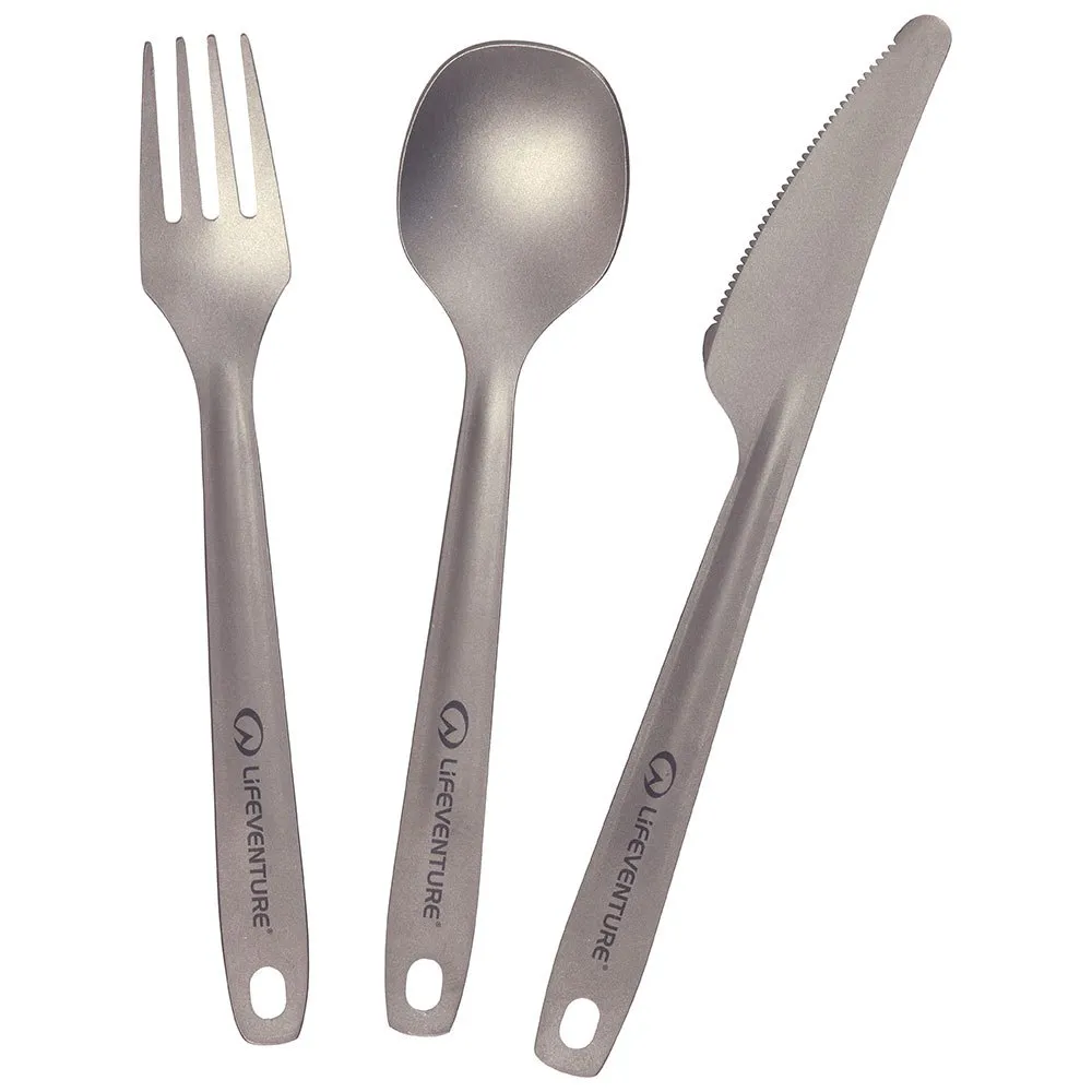 Lifeventure Titan Superlätt Bestickset, Titanium, One Size