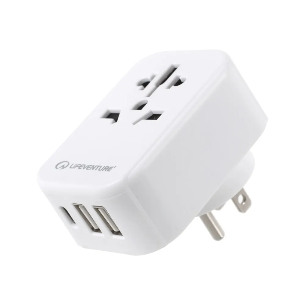 Lifeventure Världsadapter Till Amerikansk Kontakt Med Usb, One size Lifeventure Världsadapter Till Amerikansk Kontakt Med Usb, One size