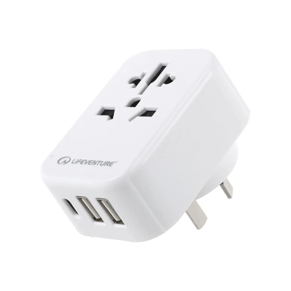 Lifeventure Världsadapter Till Aus/kina-kontakt Med Usb, One size Lifeventure Världsadapter Till Aus/kina-kontakt Med Usb, One size