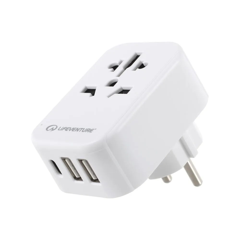 Lifeventure Världsadapter Till Europeisk Kontakt Med Usb, One size Lifeventure Världsadapter Till Europeisk Kontakt Med Usb, One size