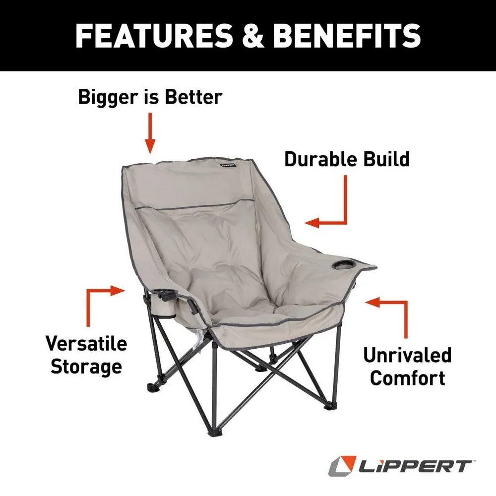 Lippert Big Bear Stol, Sand, 97.79 x 100.33 x 56.69cm