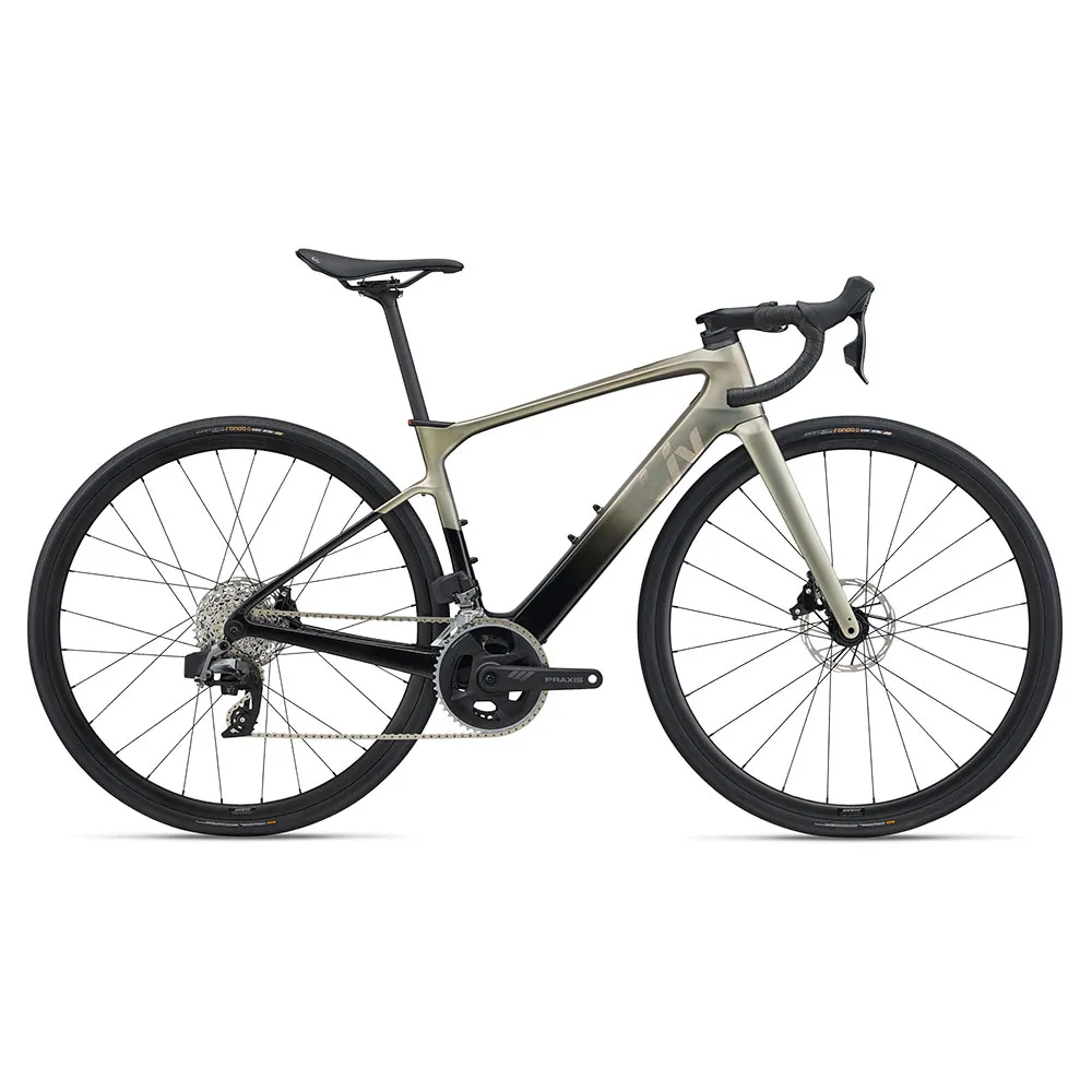 Liv Avail Advanced E+ Elite 2 Syncdrive Move+ Rival Etap Axs 2025 Elcykel Racer, Golden haze, S, 400Wh